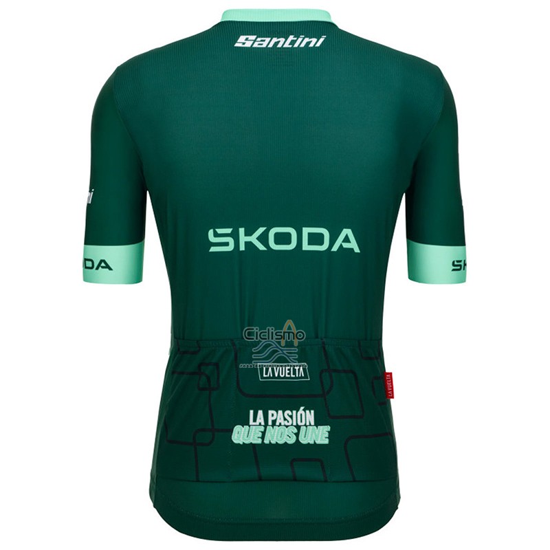 Vuelta Espana Ropa Ciclismo Culotte Corto 2022 Hombre Mangas Cortas Verde